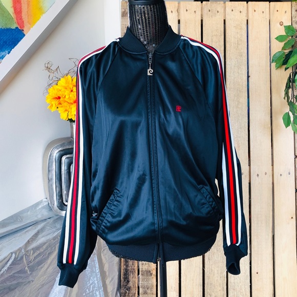 Pierre Cardin Women’s Jacket Black w. Red & White Stripes Vintage / Retro Sz. M - Picture 6 of 10